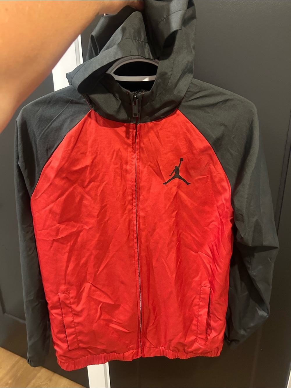 Jordan Boys Red and Black Lightweight Hooded Jacket